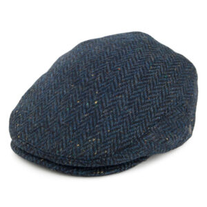 Black-Charcoal Heavyweight Donegal Tweed Herringbone Flat Cap